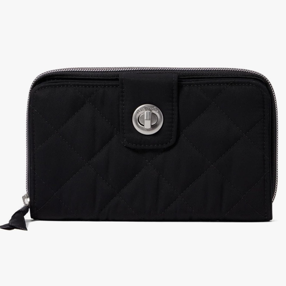 Vera Bradley Performance Twill Turnlock Wallet With RFID Protection Black